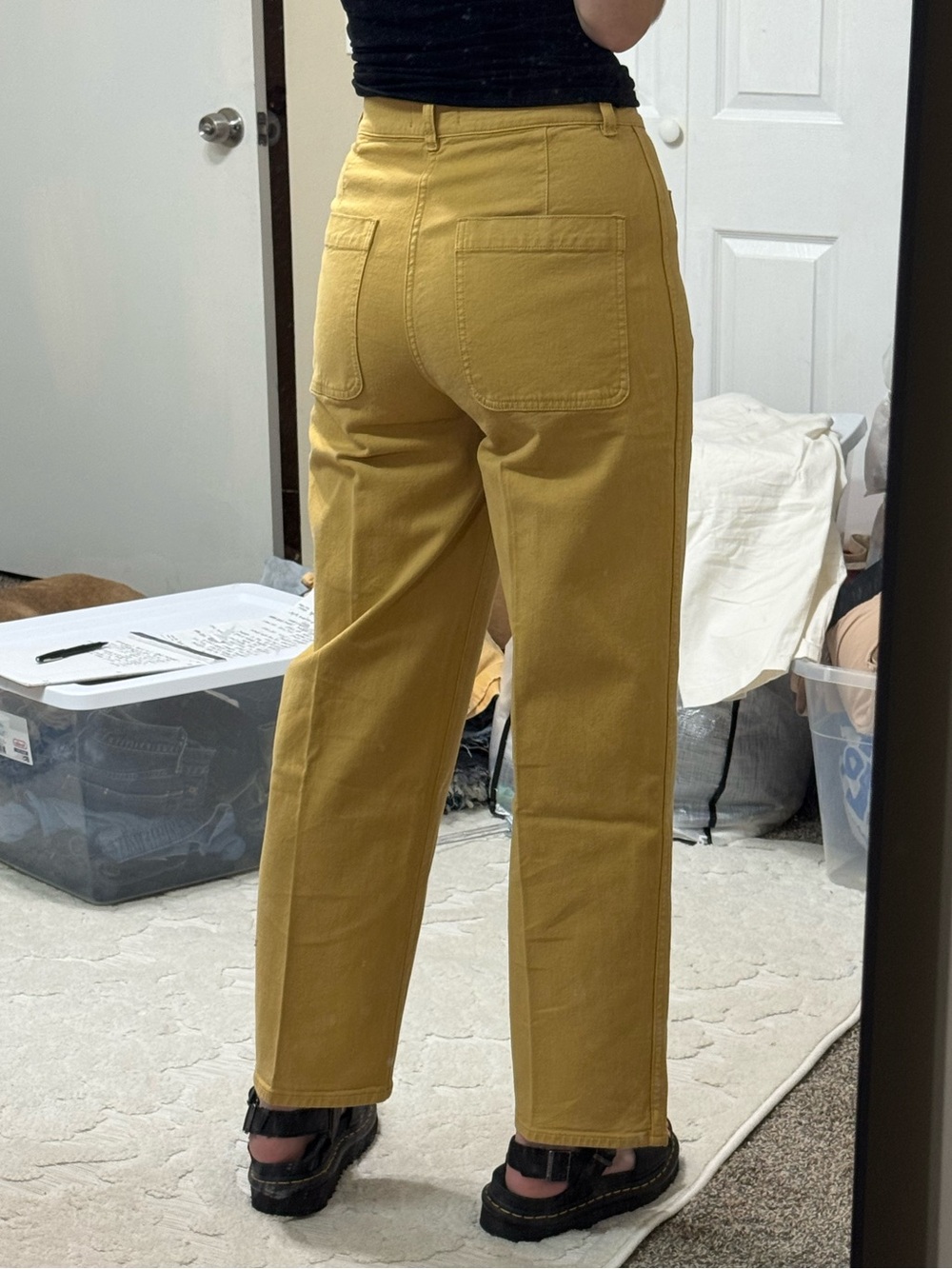 Madewell Emmett cropped mustard wide leg pants, size 27 - Picture 2 of 10